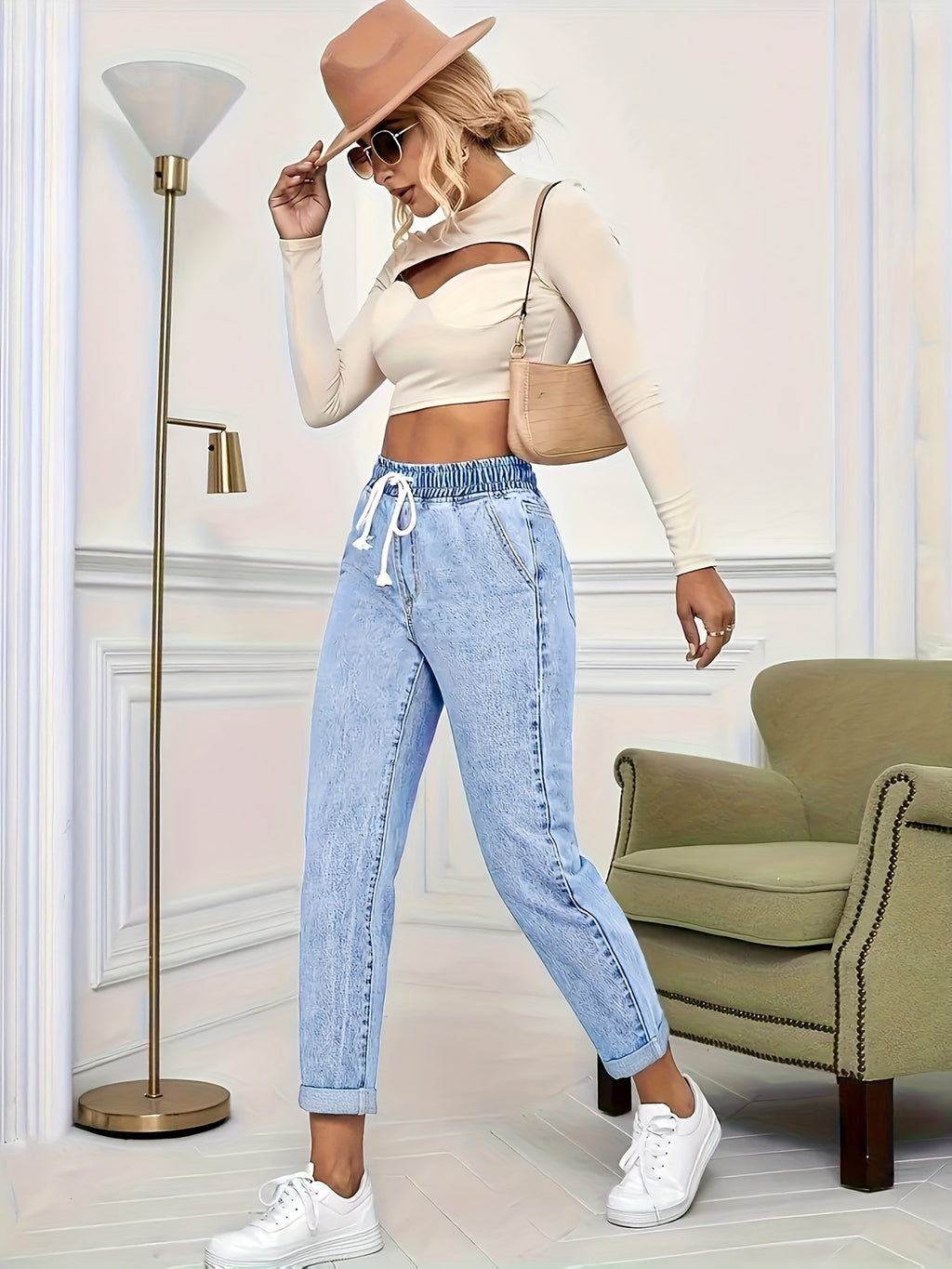 Mariselle | Slim fit-jeans voor dames – Korte stretch-denimbroek