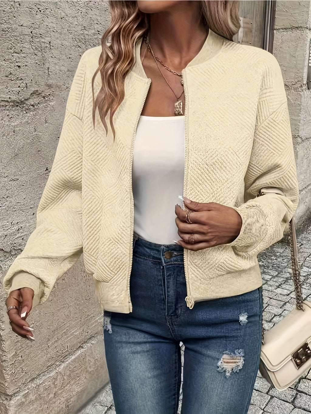 Lieselot | Effen damesvest met rits – Casual trui met lange mouwen