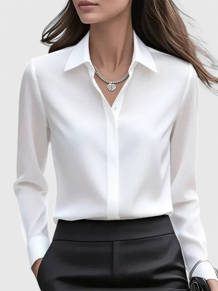 Cami | Elegante damesblouse met knopen – Overhemd met lange mouwen en kraag