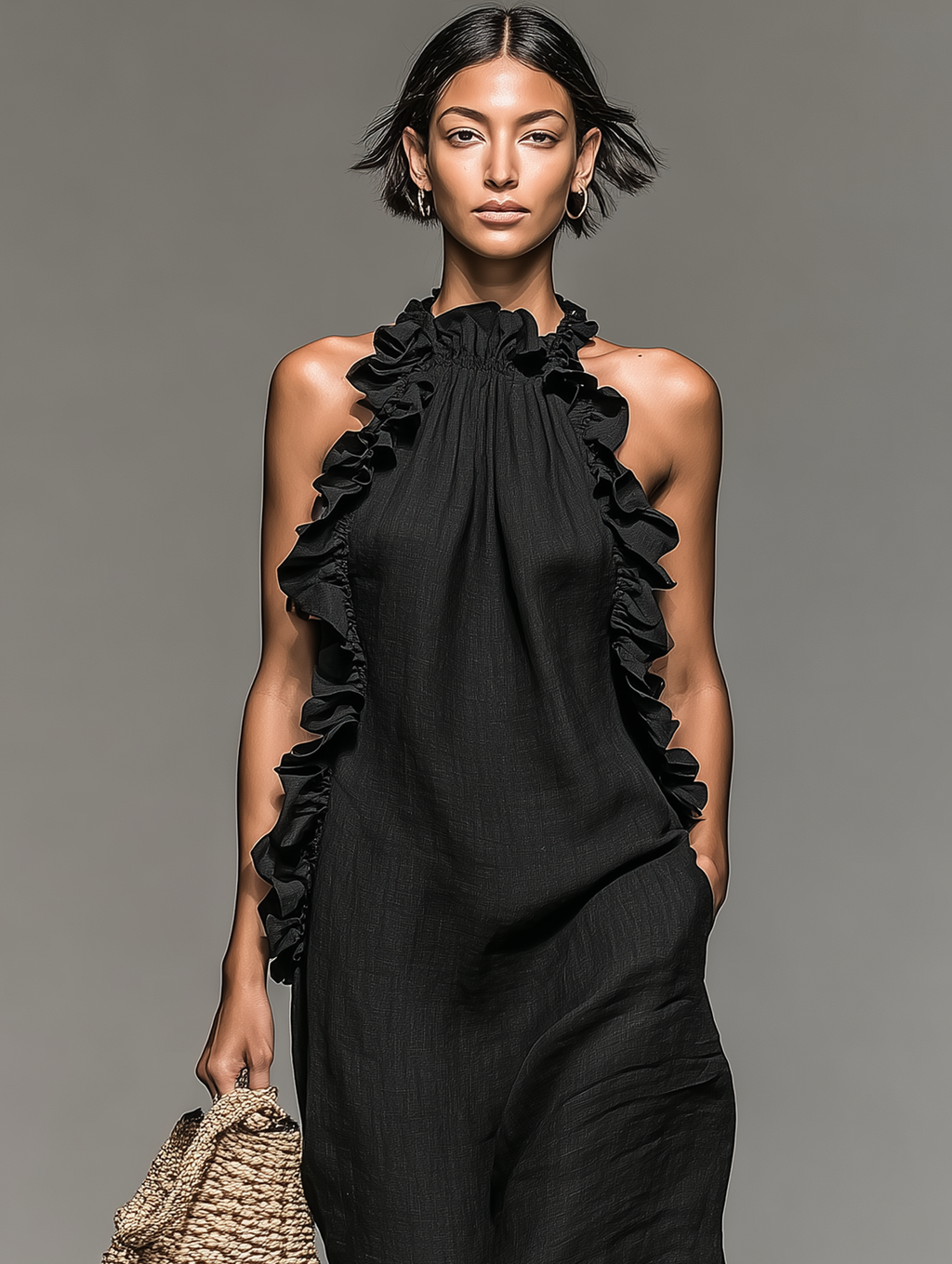 Elliott | Mouwloze maxi-jurk van linnenmix voor dames – Casual, soepel vallende jurk