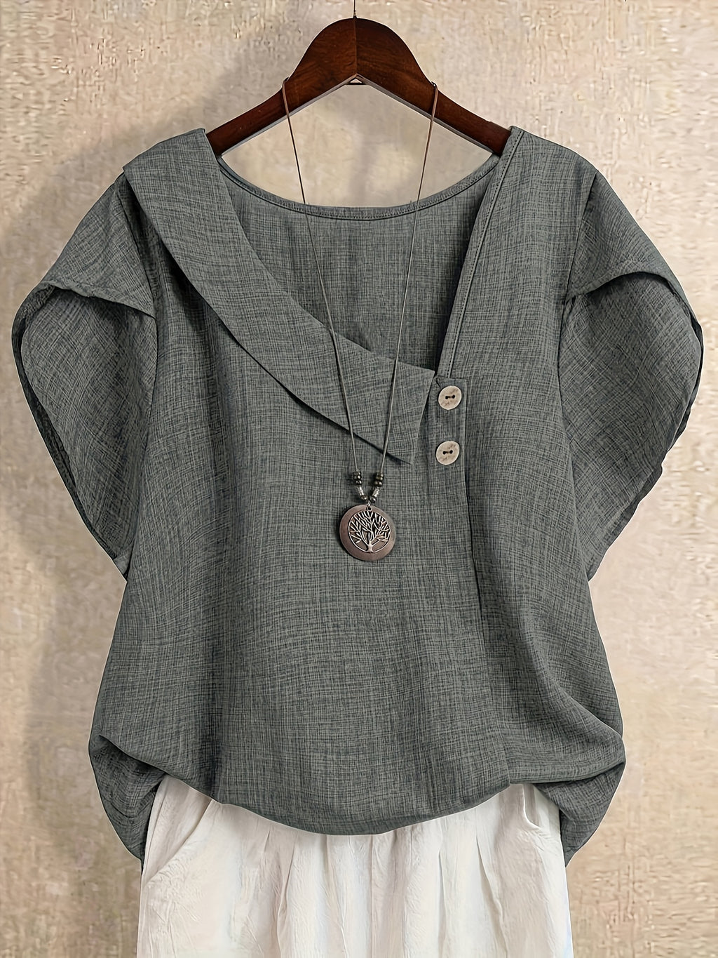 Fiorabelle | Effen damesblouse – Elegant casual overhemd met korte mouwen