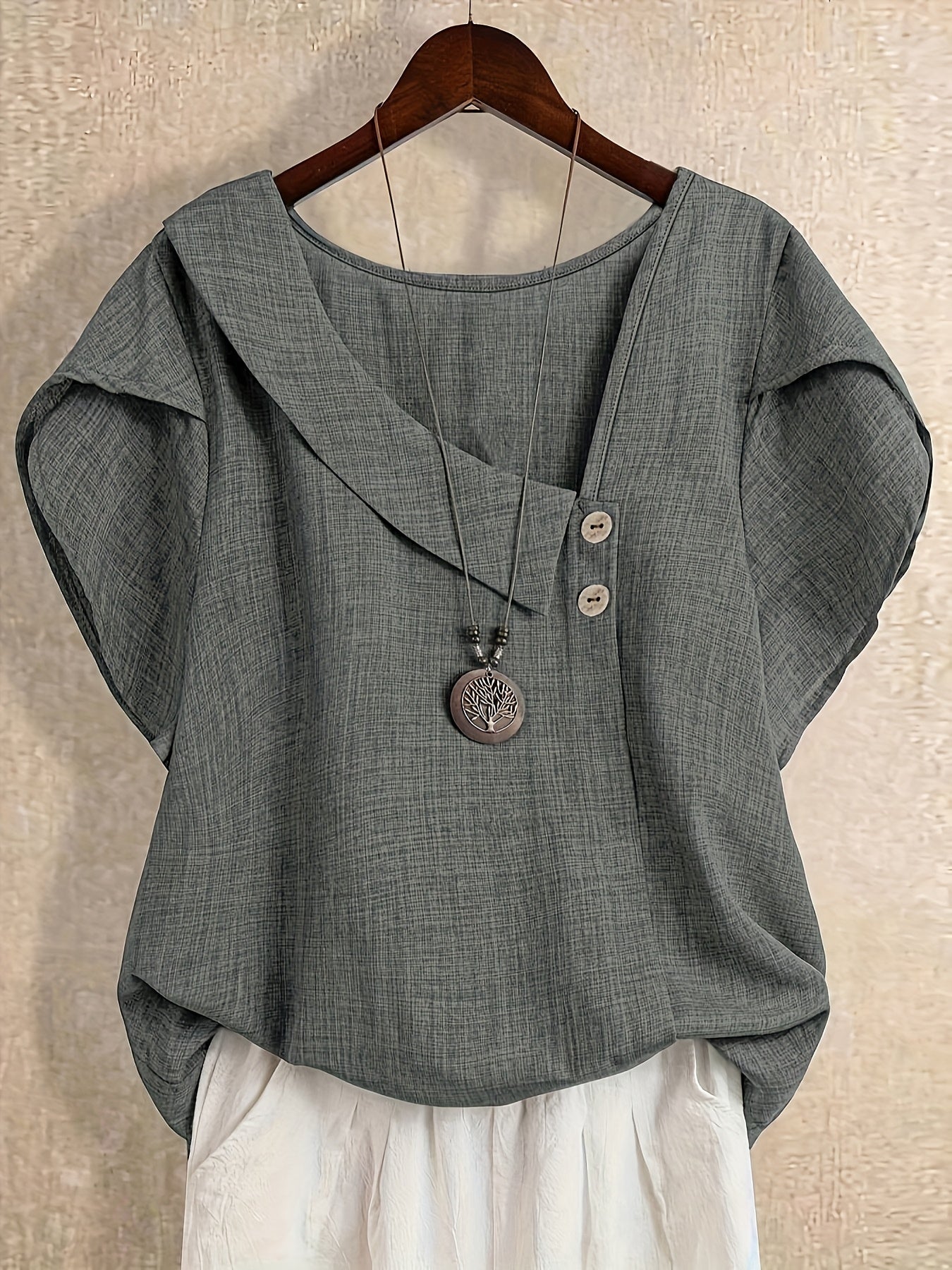 Fiorabelle | Effen damesblouse – Elegant casual overhemd met korte mouwen