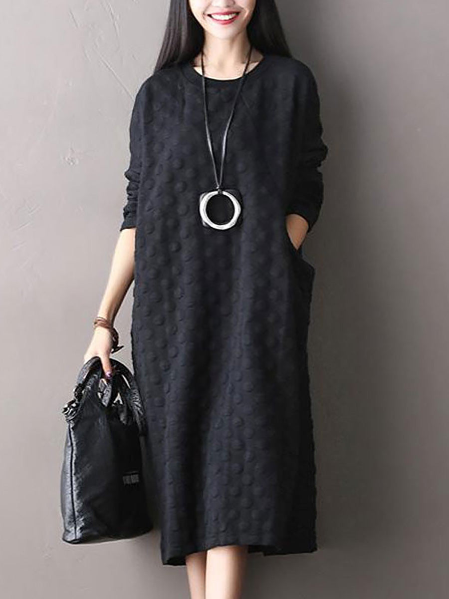 Carsyn | Dames Midi Jurk met Stippen – Casual Katoenen Jurk in Grote Maten
