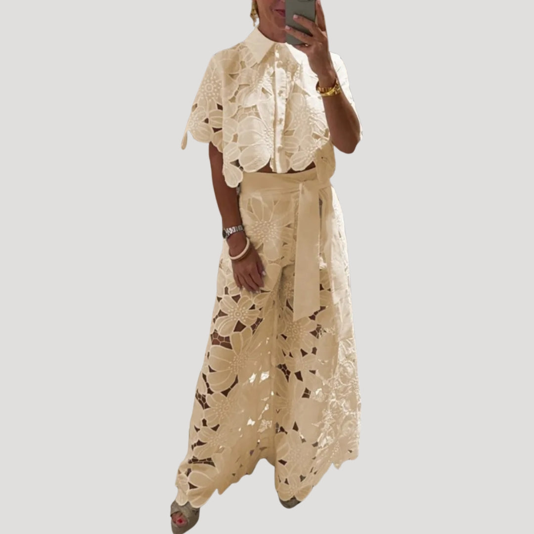 Zivana | Kantenset voor dames – Chique tweedelige outfit met top en rok