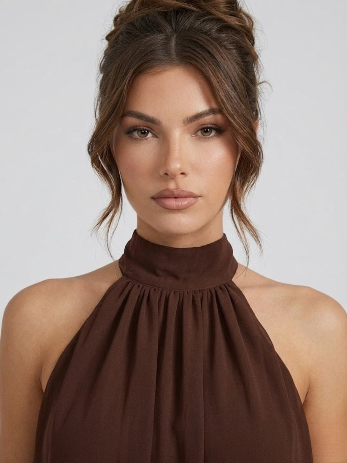 Monroe | Dames Rugloze Mini-jurk met Ruches – Elegante Halterjurk met Vloeiende Pasvorm