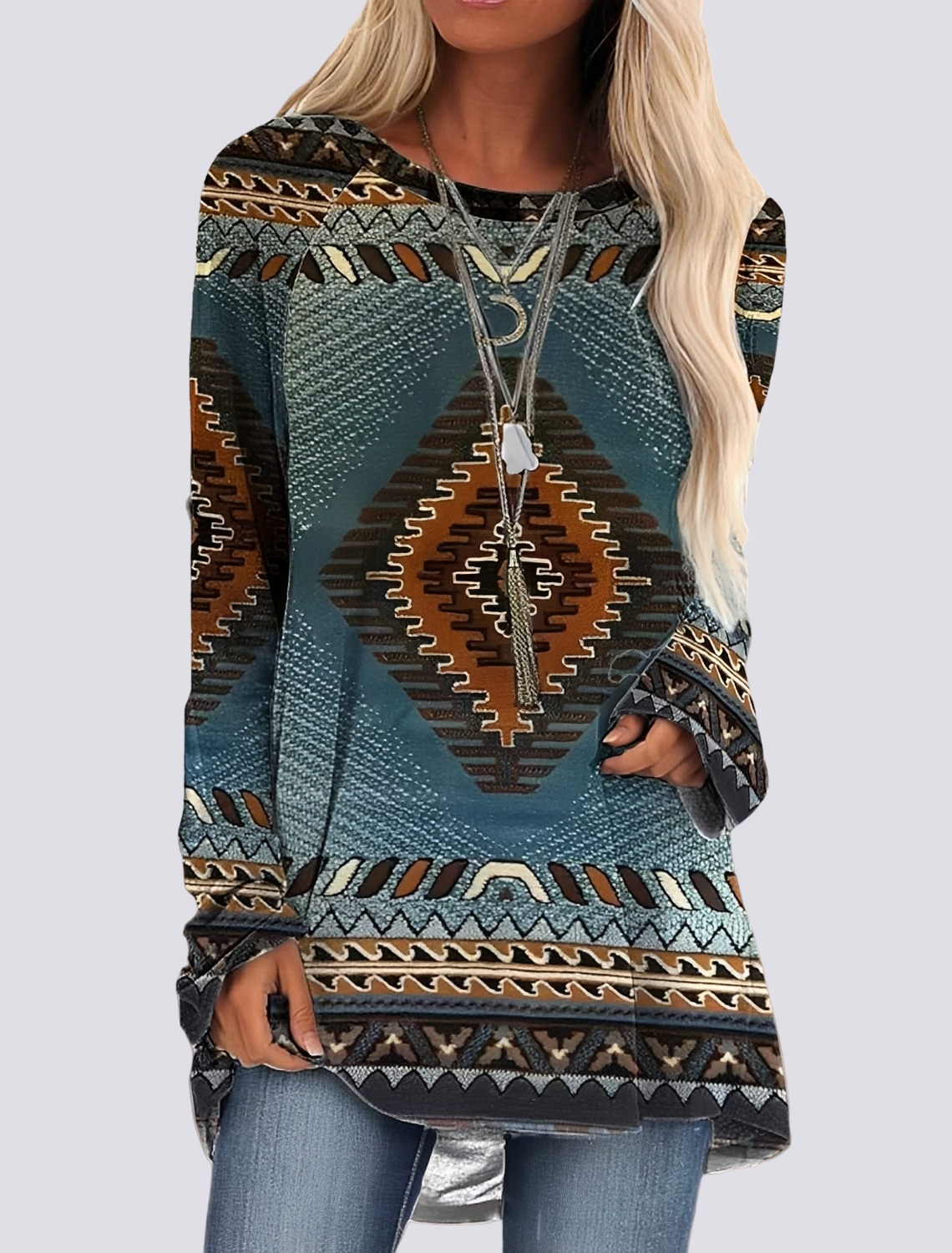 Alberdina | Etnische shirtjurk voor dames – Casual jurk met boho-bloemenprint