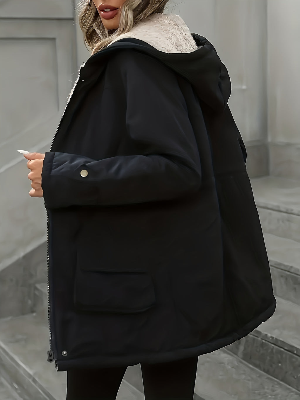 Tahlora | Zwarte windjack voor dames – Warme, casual jas met ritssluiting