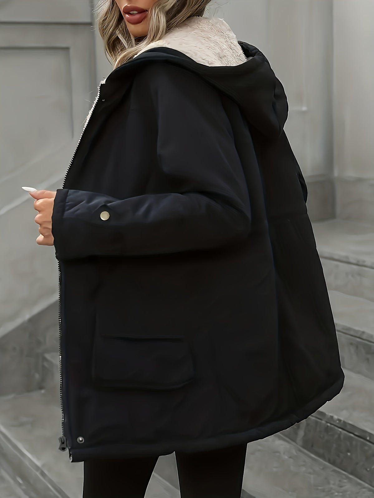 Tahlora | Zwarte windjack voor dames – Warme, casual jas met ritssluiting