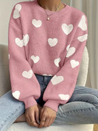 Delysia | Damestrui met hartjesprint – Zachte gebreide pullover