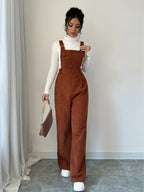 Maeloria | Dames Corduroy Jumpsuit – Effen Casual Tuinbroek met Brede Bandjes