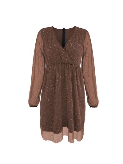 Eloriah | Dames Mini Jurk – Ballonmouwen, V-Hals, Losse Pasvorm