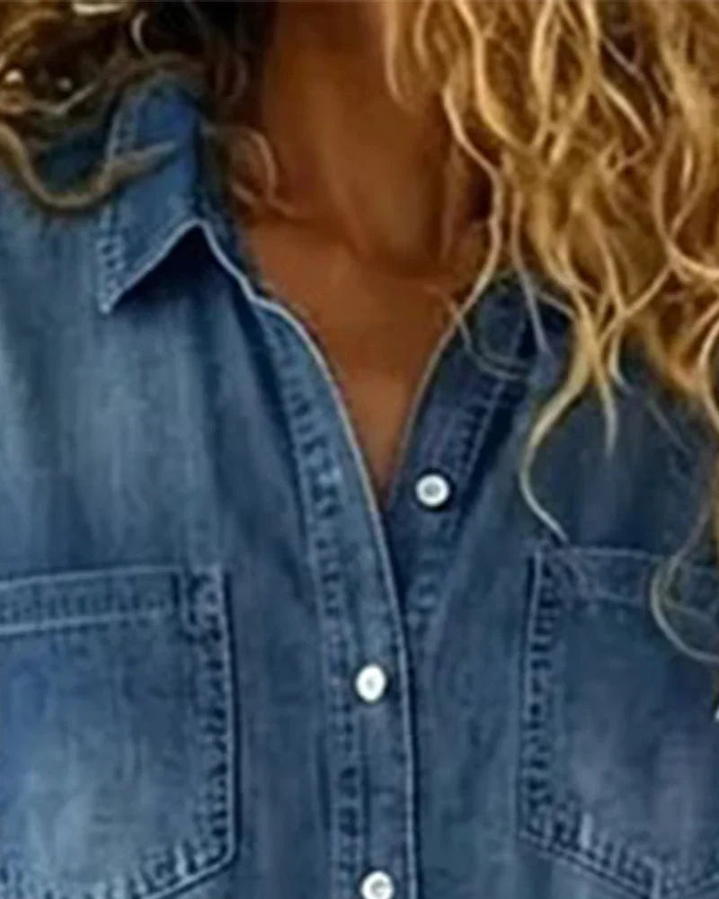 Julissa | Denim jumpsuit voor dames – Eendelig model met korte mouwen en knoopsluiting aan de voorkant