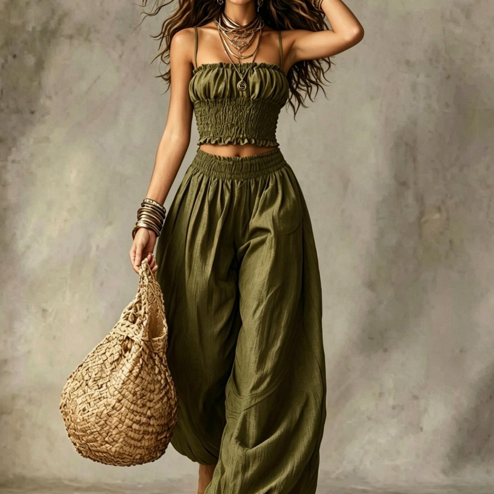 Zaylee | Set van een bijpassende cami en broek voor dames – mouwloze bustier
