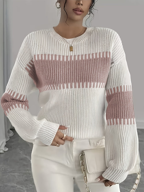 Amelisse | Dames gestreepte off-shouldertrui – Lange mouwen