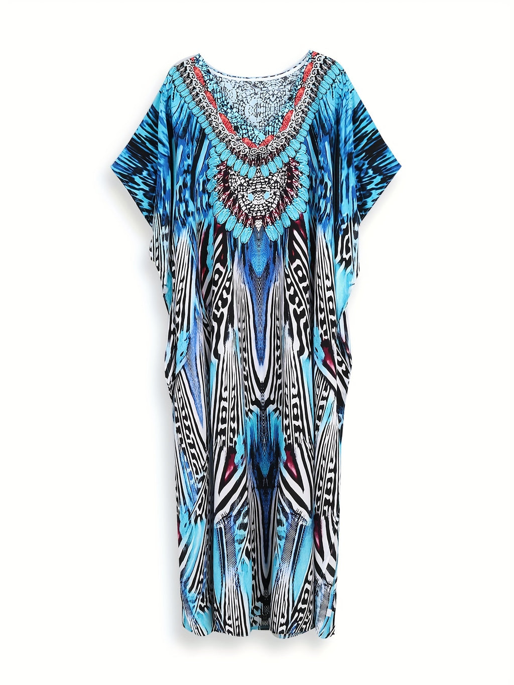 Hattie | Boho-maxi-jurk met bloemenprint voor dames – Lichtgewicht kaftan met V-hals
