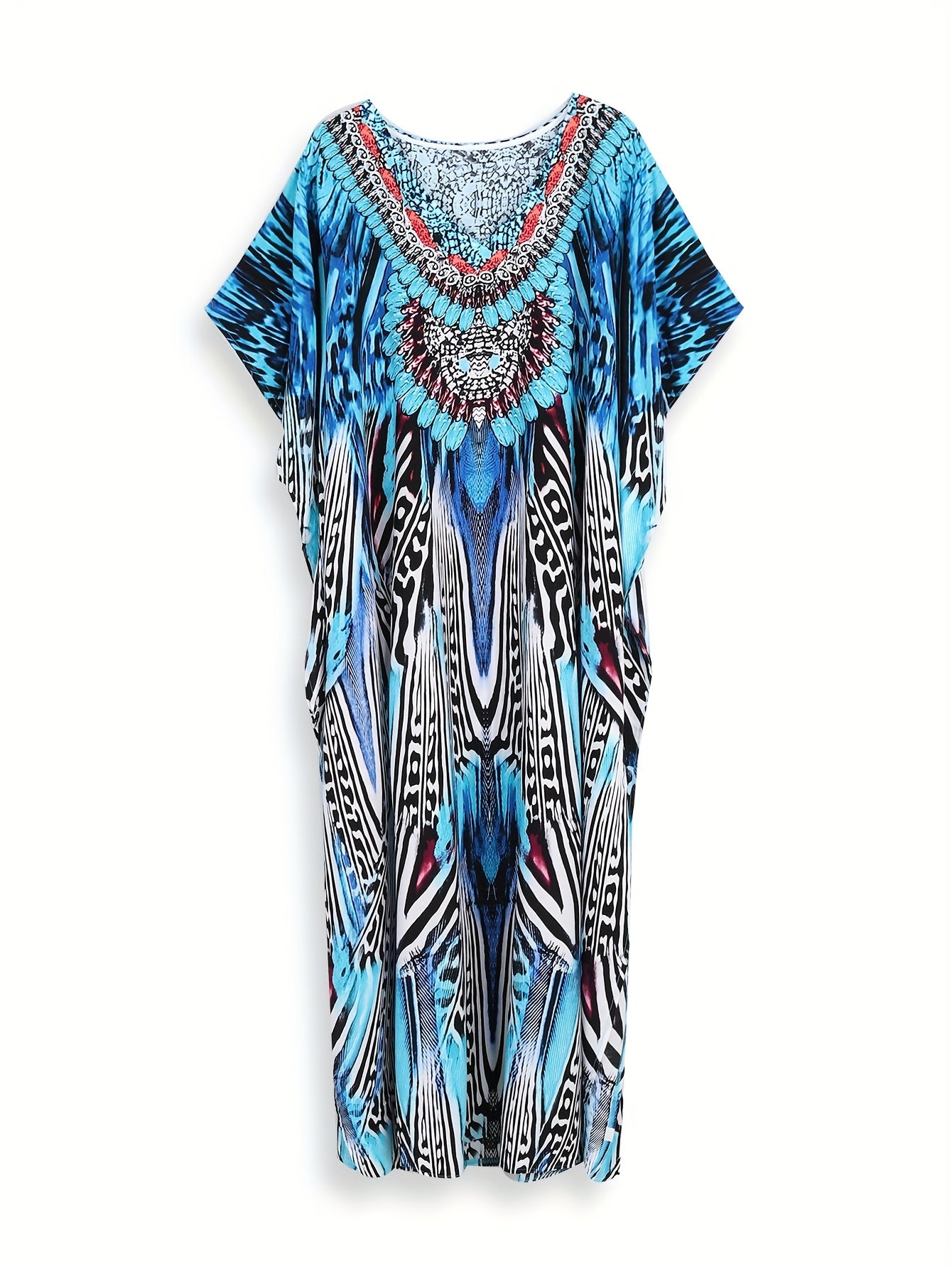 Hattie | Boho-maxi-jurk met bloemenprint voor dames – Lichtgewicht kaftan met V-hals