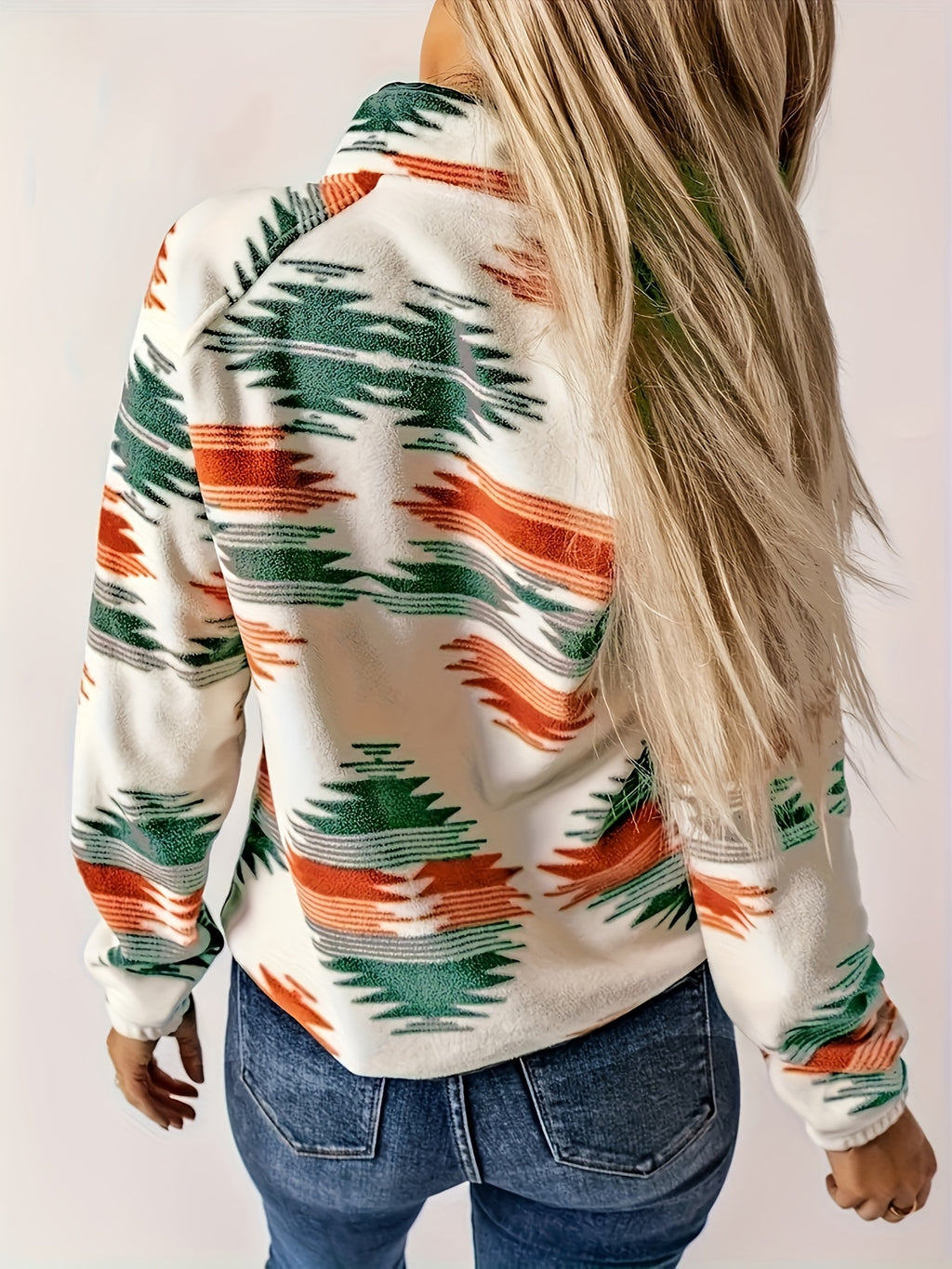 Maristela | Damestrui met kleurblokkenprint – Loszittende pullover met lange mouwen