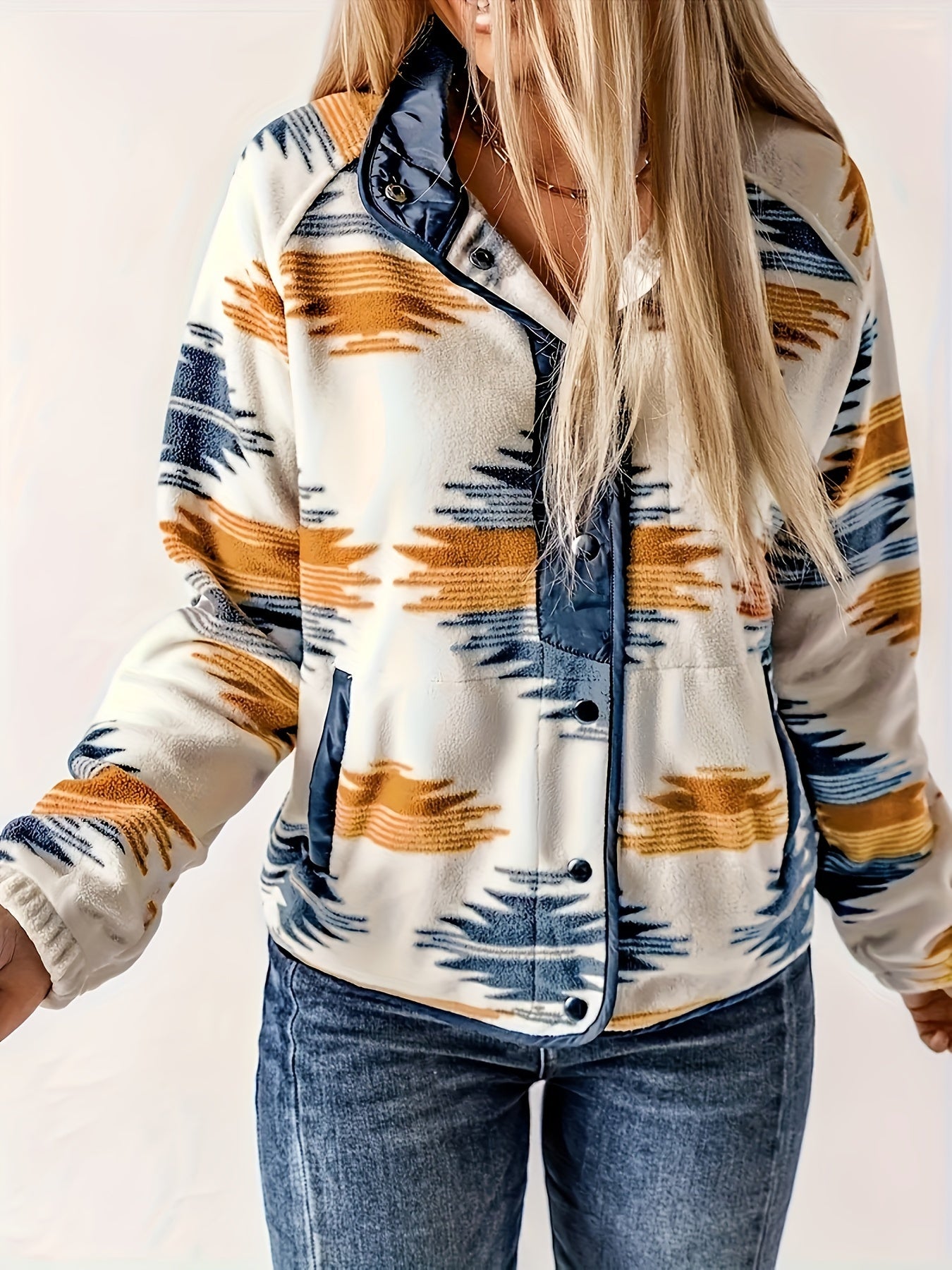 Maristela | Damestrui met kleurblokkenprint – Loszittende pullover met lange mouwen