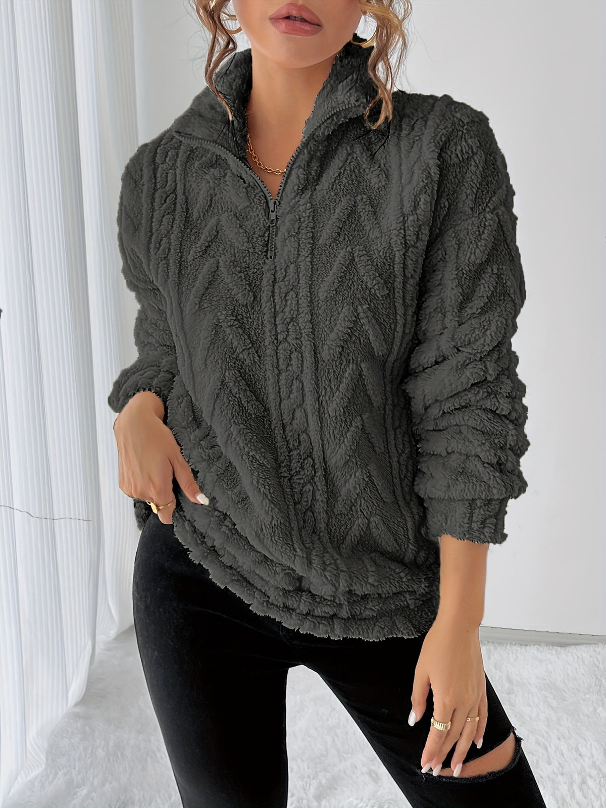 Liesbeth | Warm fleece-sweatshirt voor dames – Casual trui met lange mouwen voor koelere dagen
