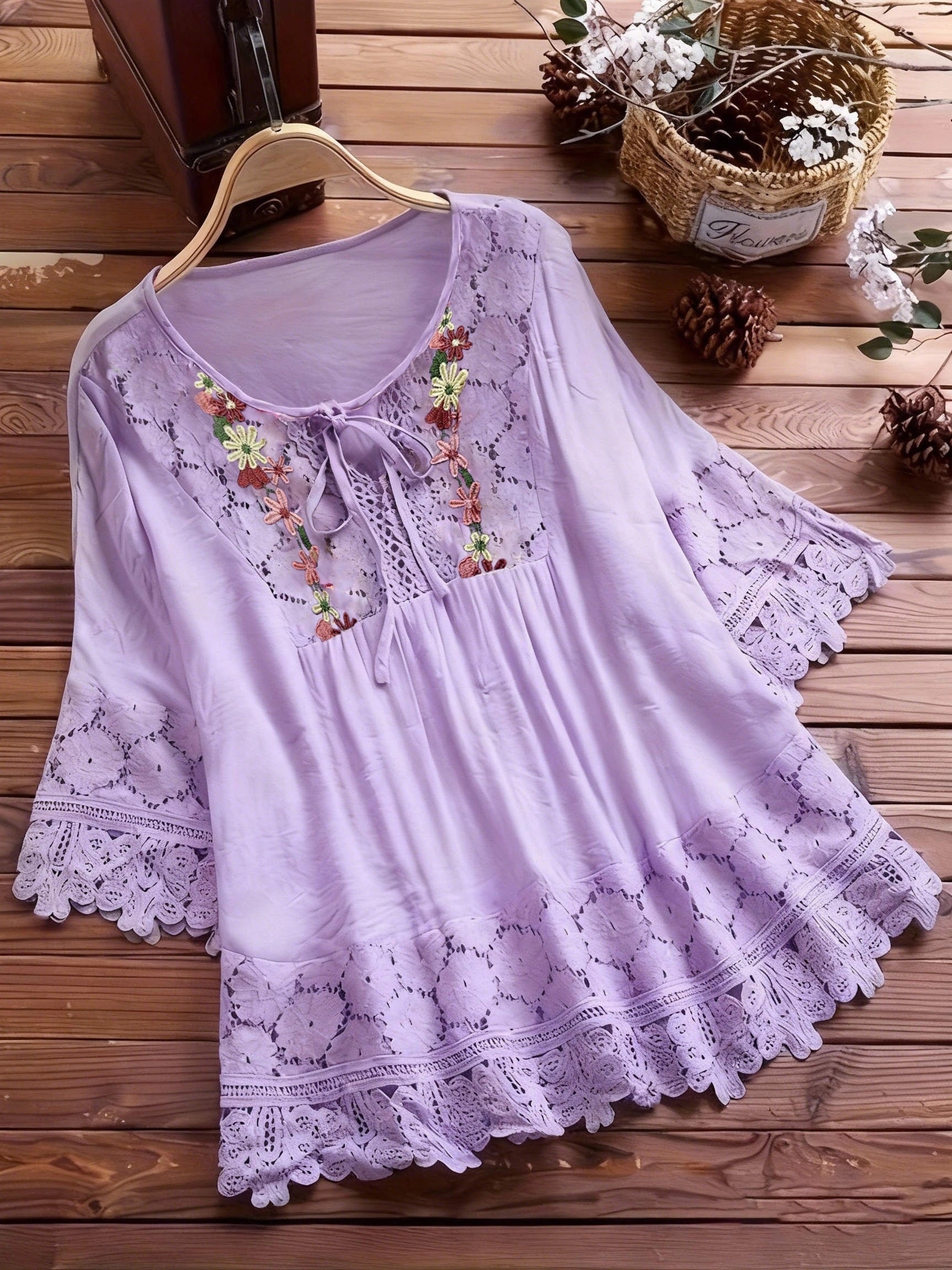 Glyra | Elegante kanten blouse voor dames – Zomerse casual top