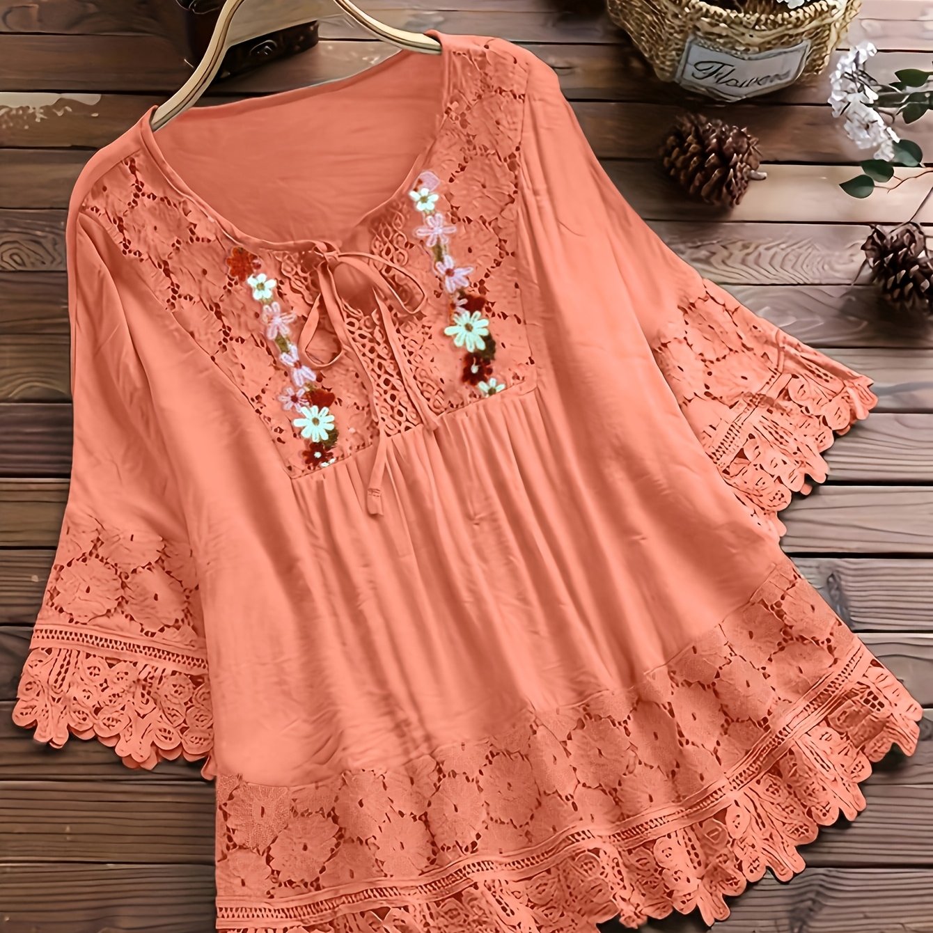 Glyra | Elegante kanten blouse voor dames – Zomerse casual top
