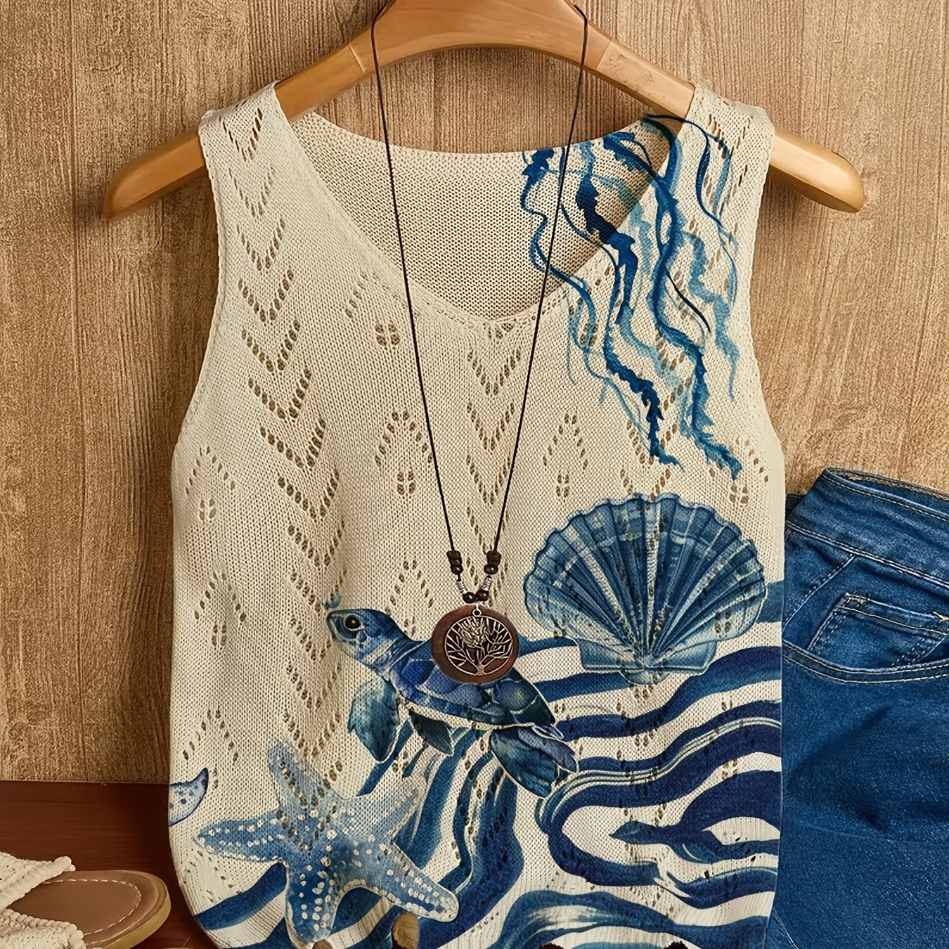 Novella | Boho-top met print voor dames – Elegante mouwloze pullover