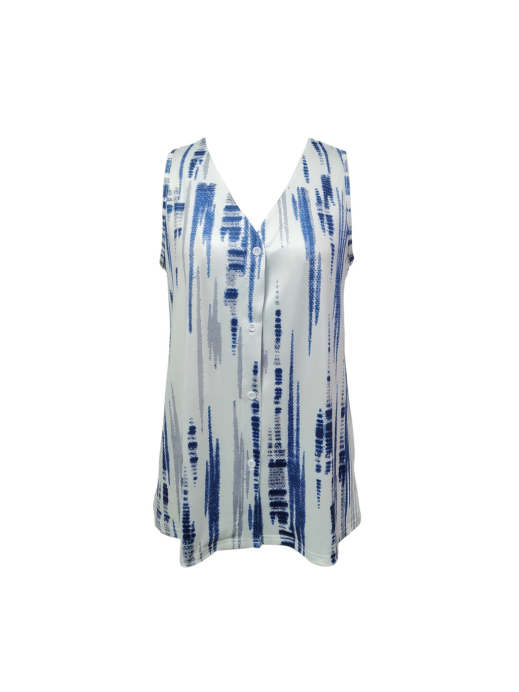Talise | Casual damesblouse met print – Mouwloos zomershirt met V-hals