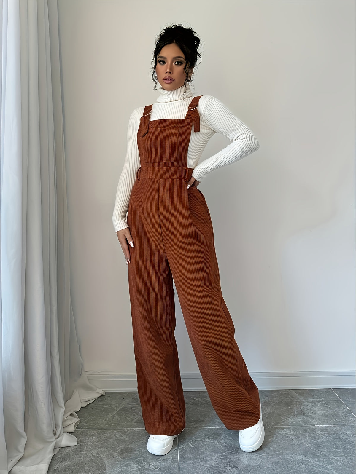 Avira | Dames corduroy jumpsuit – Brede schouderbanden