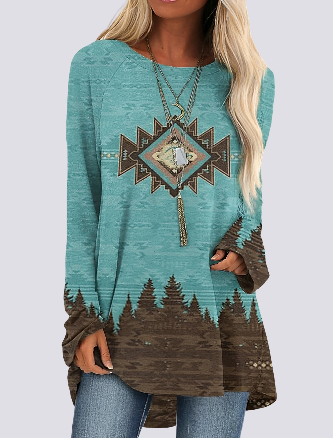 Alberdina | Etnische shirtjurk voor dames – Casual jurk met boho-bloemenprint