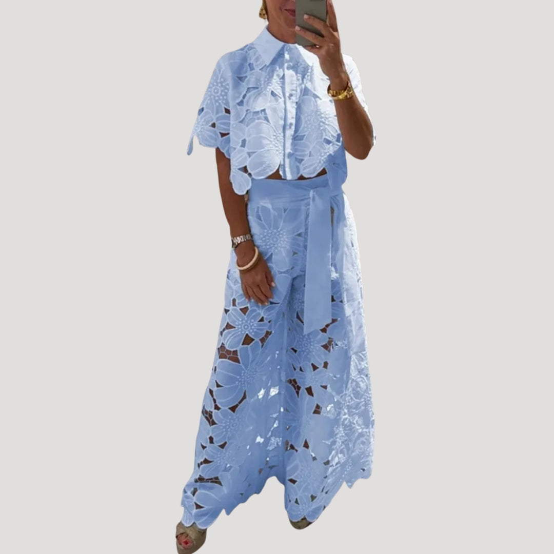 Zivana | Kantenset voor dames – Chique tweedelige outfit met top en rok