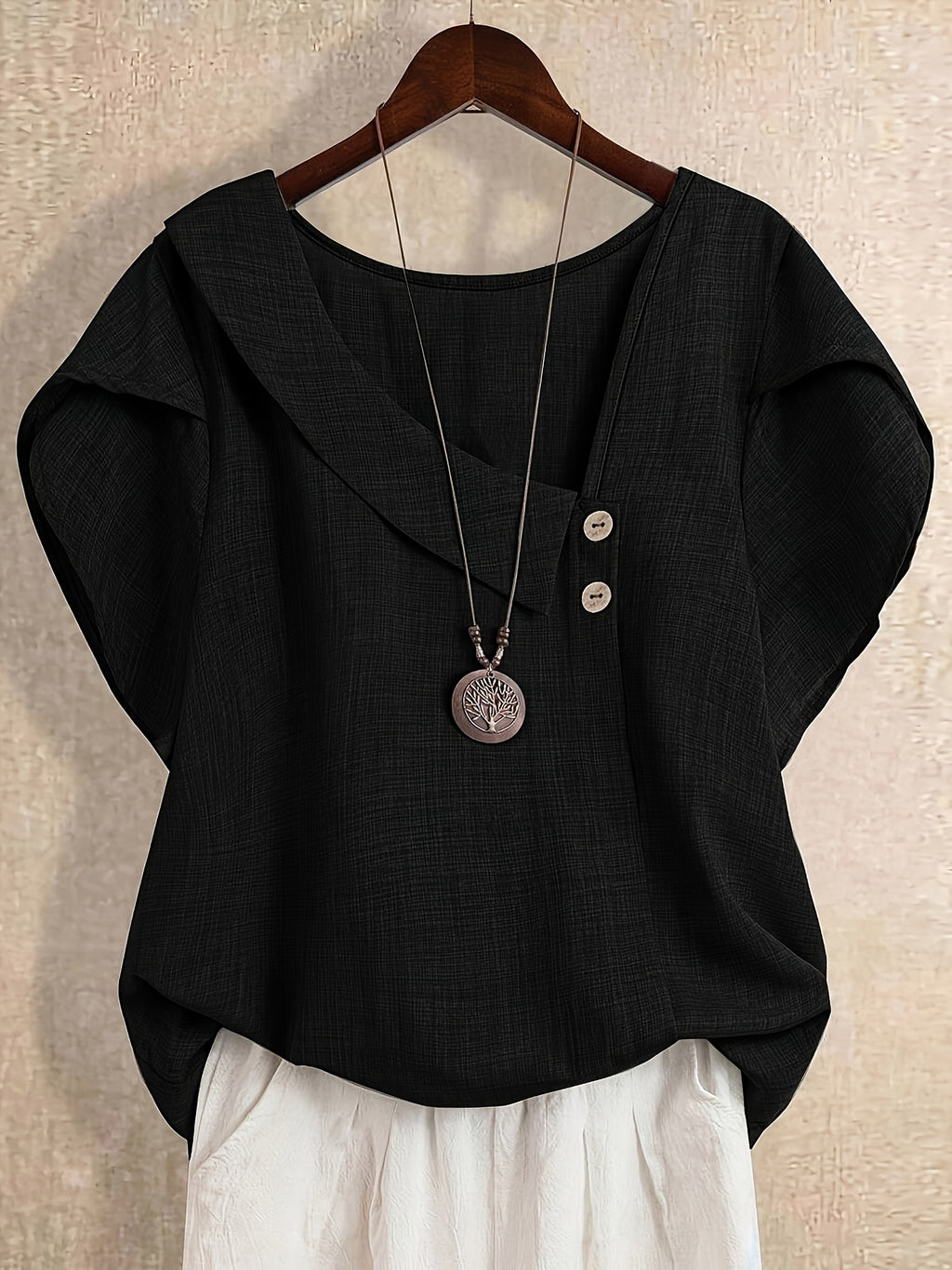 Fiorabelle | Effen damesblouse – Elegant casual overhemd met korte mouwen