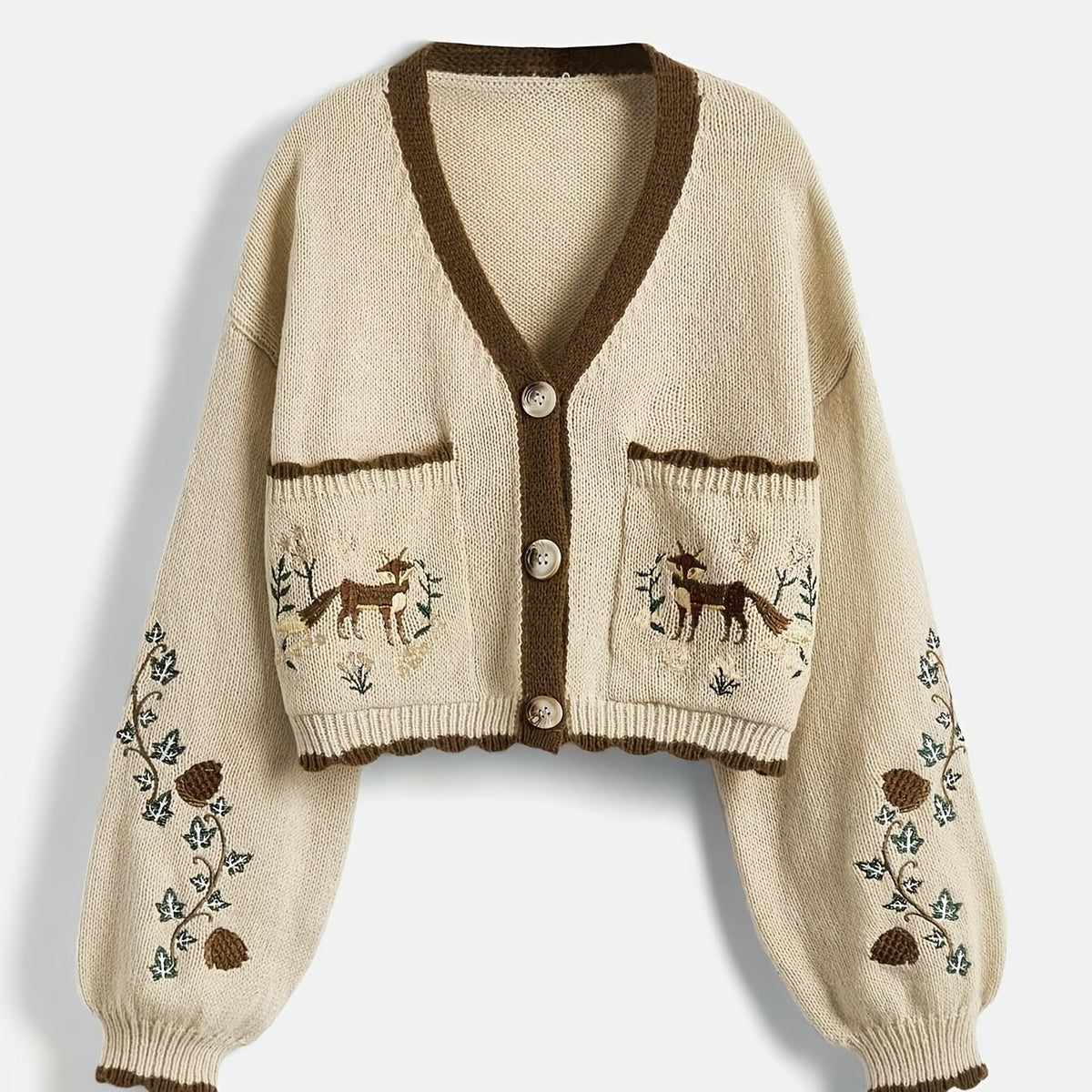 Evelara | Dames Vest met Kleurvlakken – Geborduurde Vos