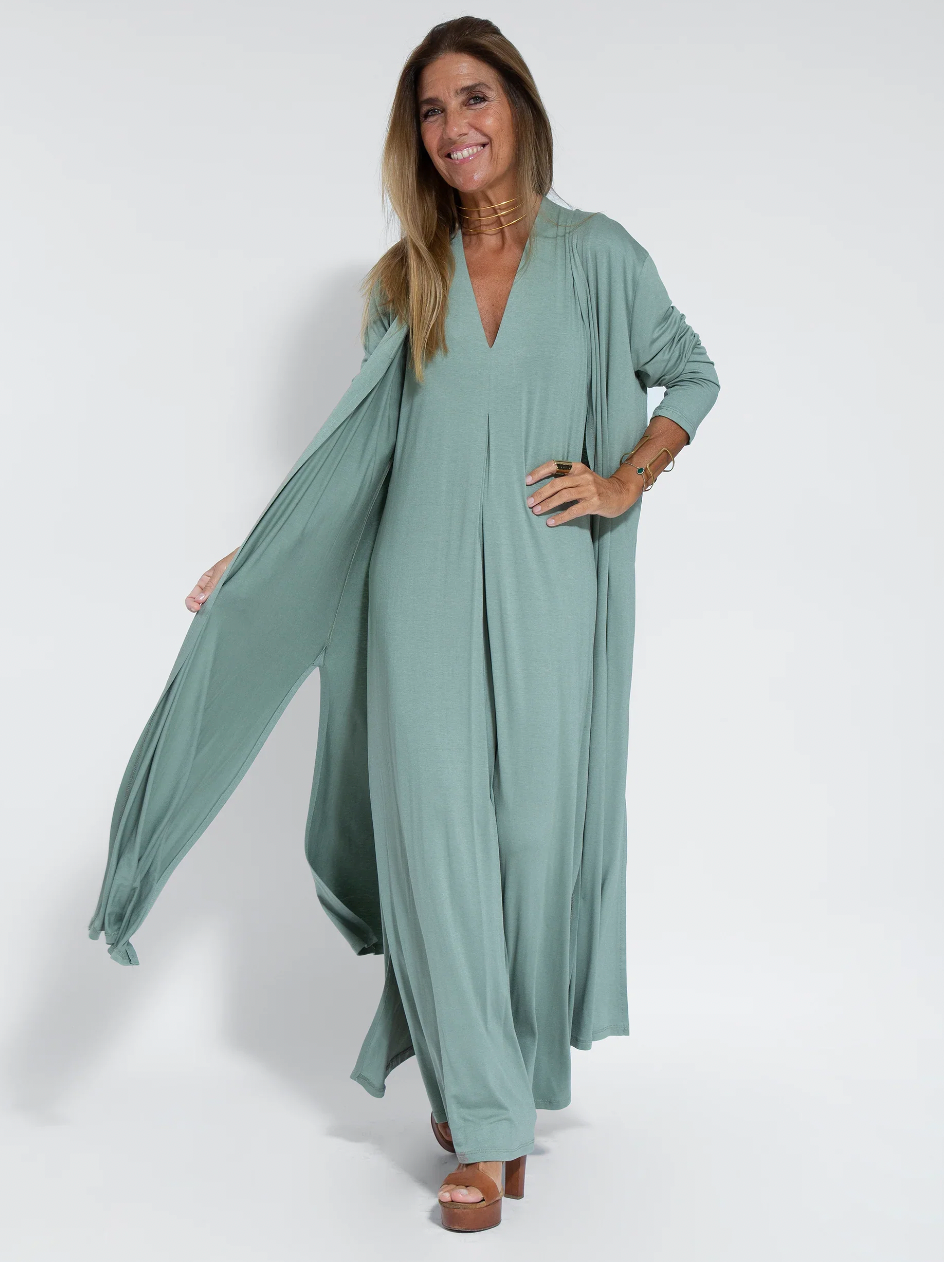Faye | 2-delige dames set – elegante lange maxi-jurk & cardigan