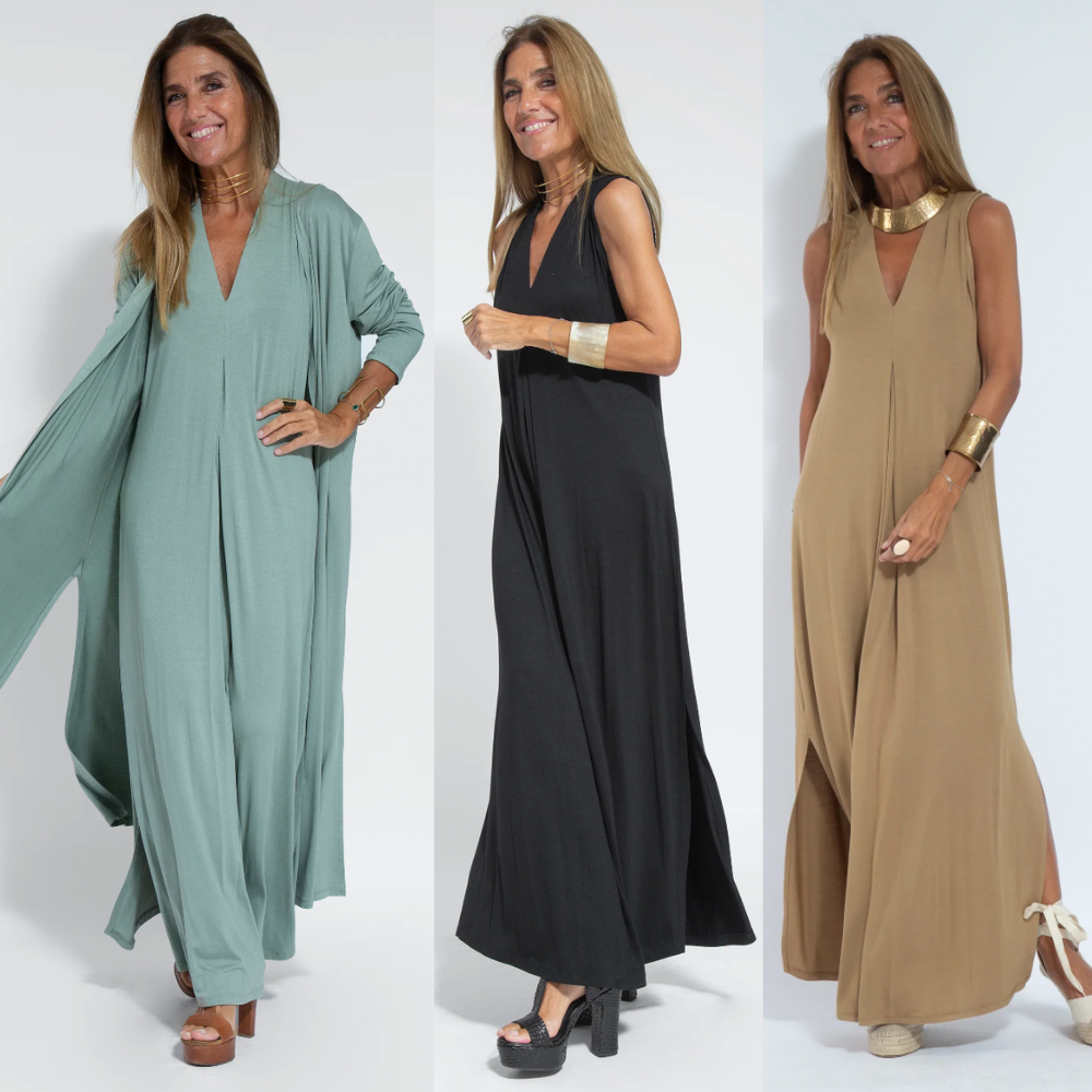 Faye | 2-delige dames set – elegante lange maxi-jurk & cardigan