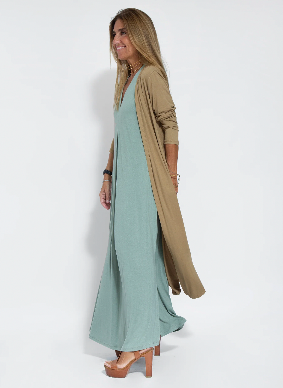 Faye | 2-delige dames set – elegante lange maxi-jurk & cardigan