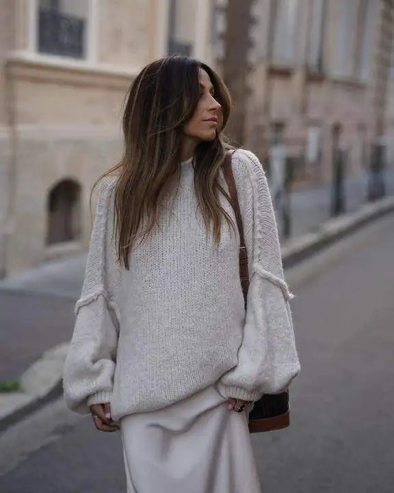 Pleuntje | Pluizige oversized trui voor dames – Zachte gebreide trui voor een gezellige look