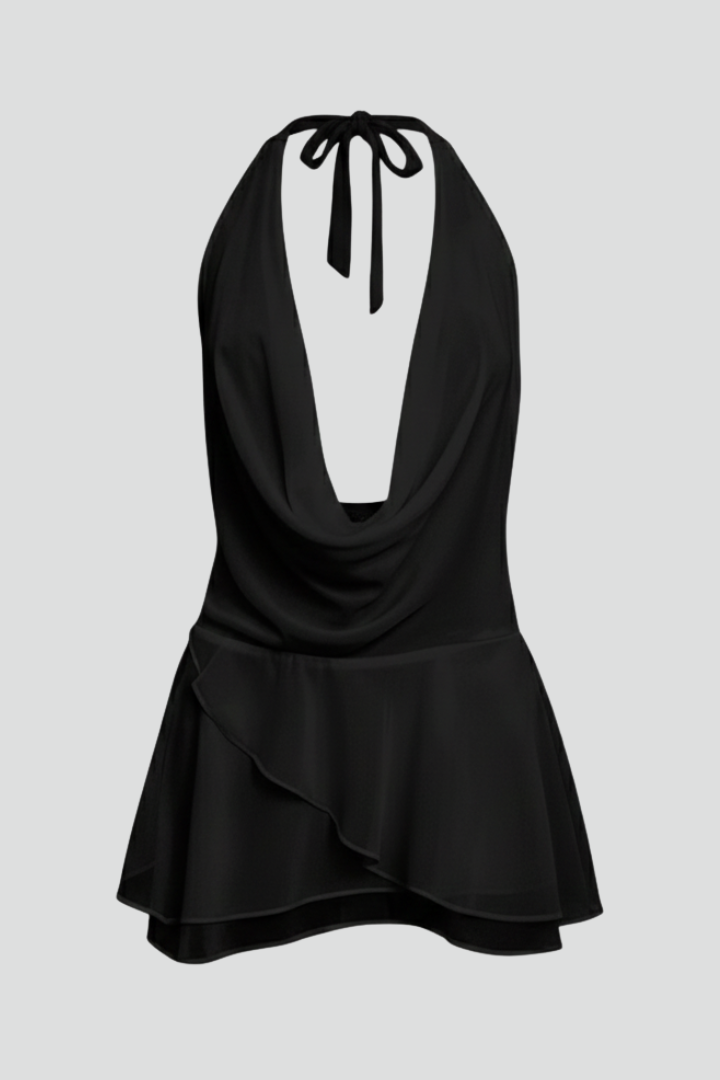 Norelia | Dames Backless Mini Jurk – Halter met Ronde Hals, Open Rug Feest- & Avond Cocktail Club Jurk