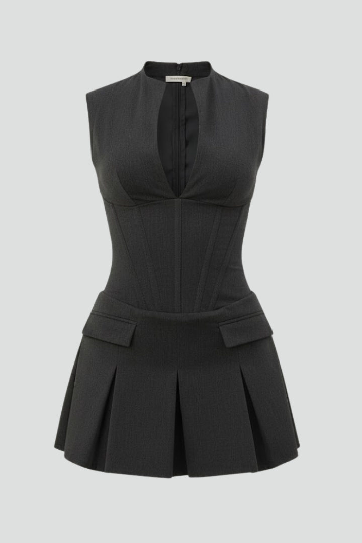 Kaelyn | Mini Jurk met Diepe V-hals – Gecontourde Taille Bodycon Avond- en Cocktailjurk