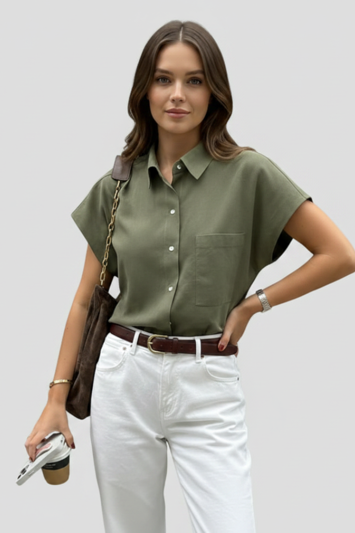 Paisley | Korte Mouwen Overhemd met Knopen voor Dames – Casual Zomerse Blouse met Kraag
