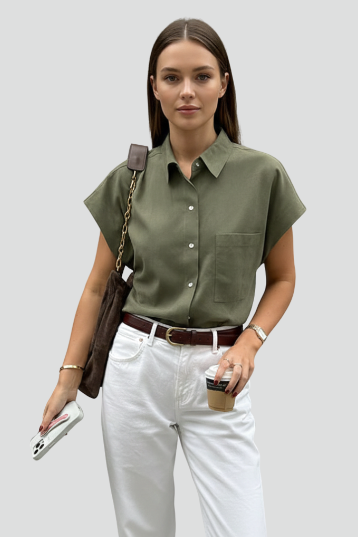 Paisley | Korte Mouwen Overhemd met Knopen voor Dames – Casual Zomerse Blouse met Kraag