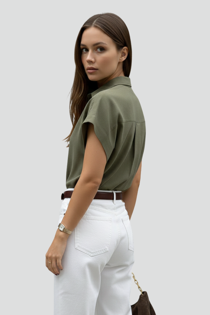 Paisley | Korte Mouwen Overhemd met Knopen voor Dames – Casual Zomerse Blouse met Kraag