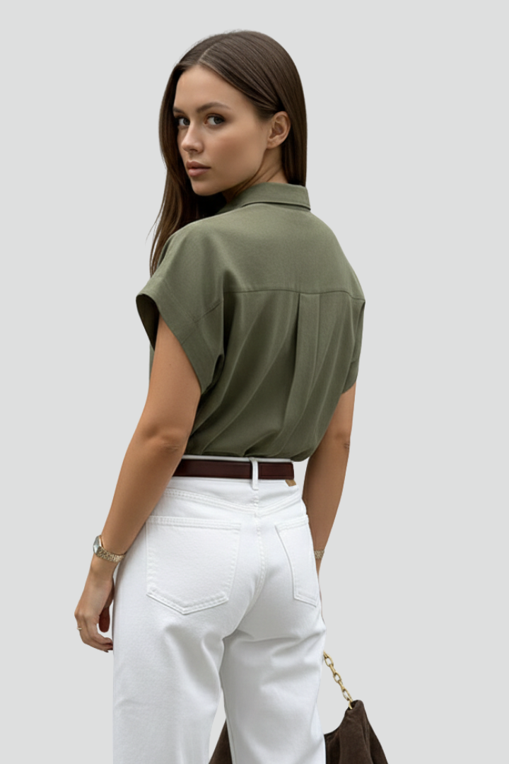 Paisley | Korte Mouwen Overhemd met Knopen voor Dames – Casual Zomerse Blouse met Kraag
