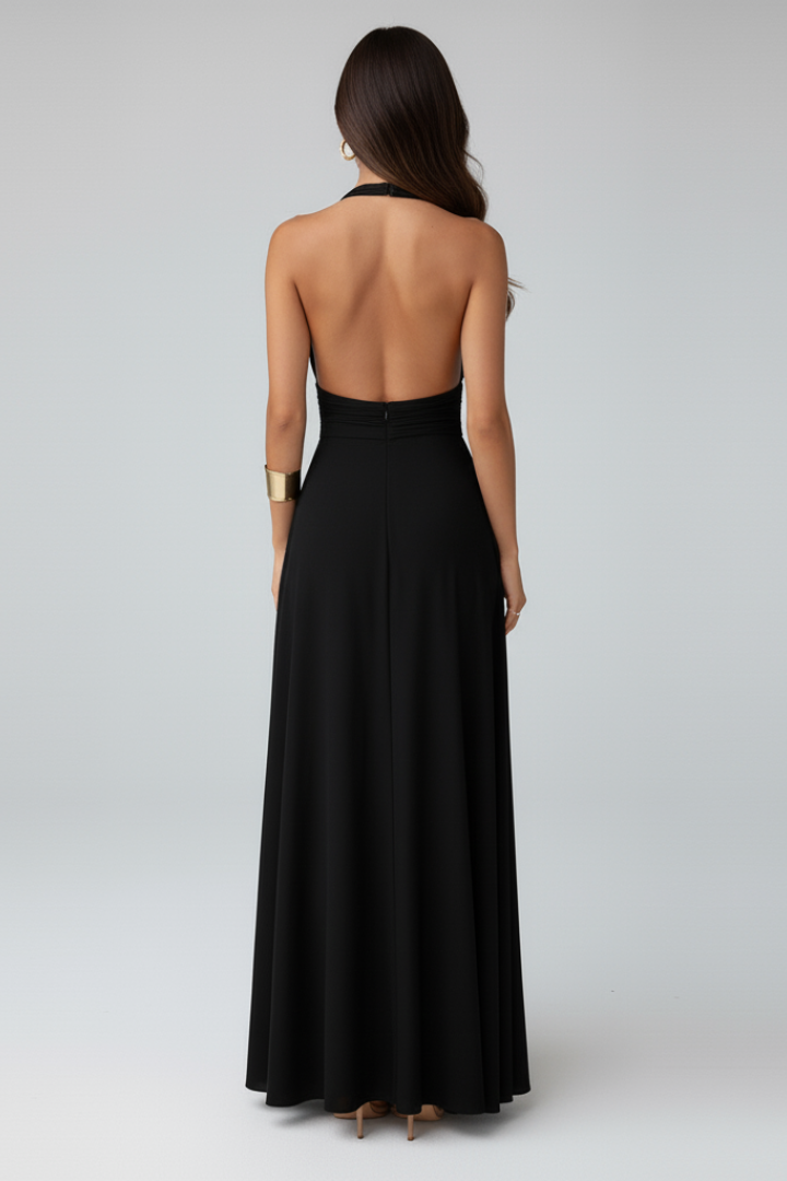 Quinn | Maxi Jurk voor Dames – Diepe V-hals Elegante Lange Avond- en Cocktailjurk met Zijsplit
