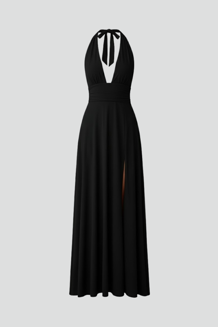 Quinn | Maxi Jurk voor Dames – Diepe V-hals Elegante Lange Avond- en Cocktailjurk met Zijsplit