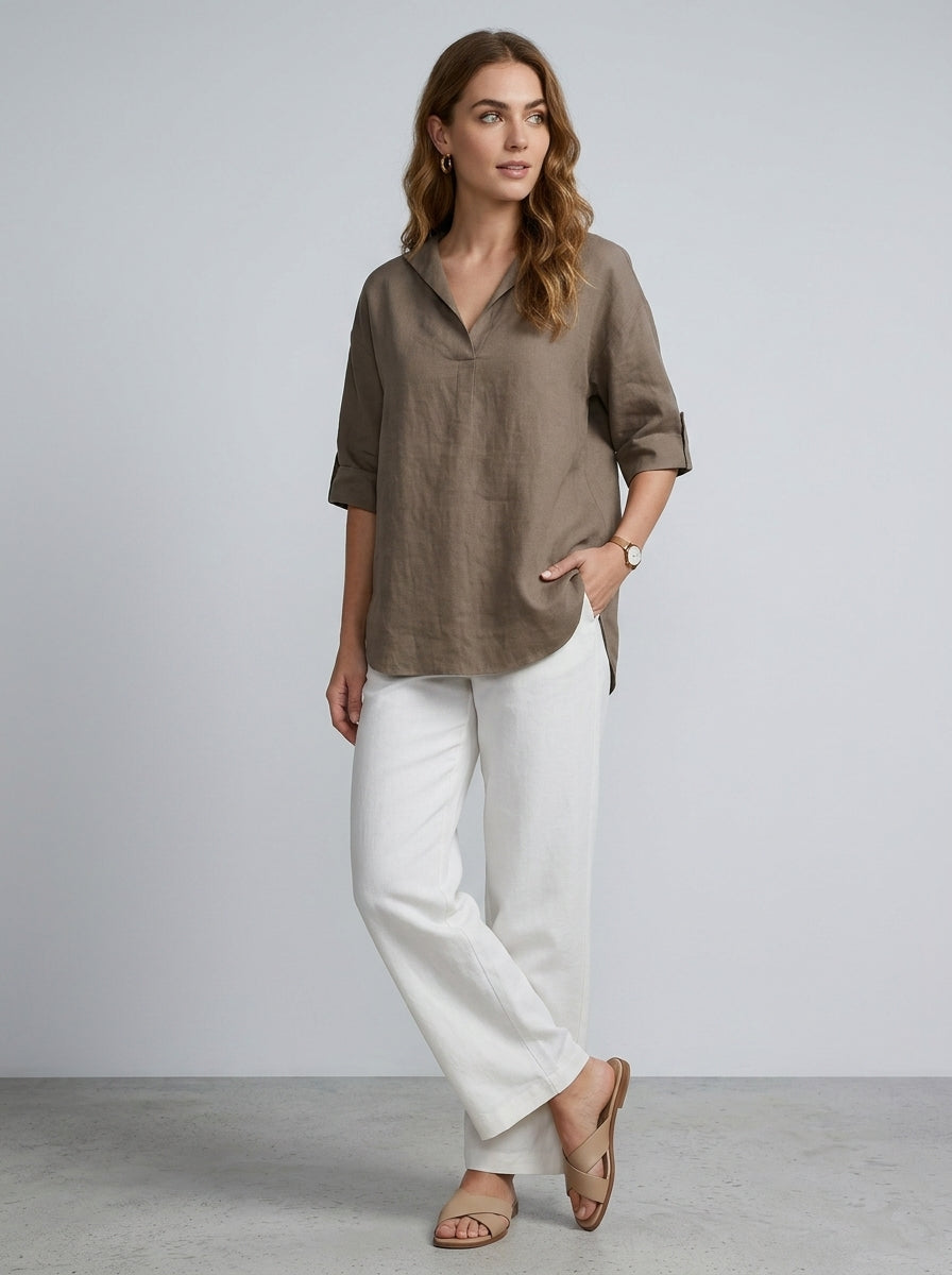 Verity | Dames-top met V-hals – Lichte blouse met halflange mouwen
