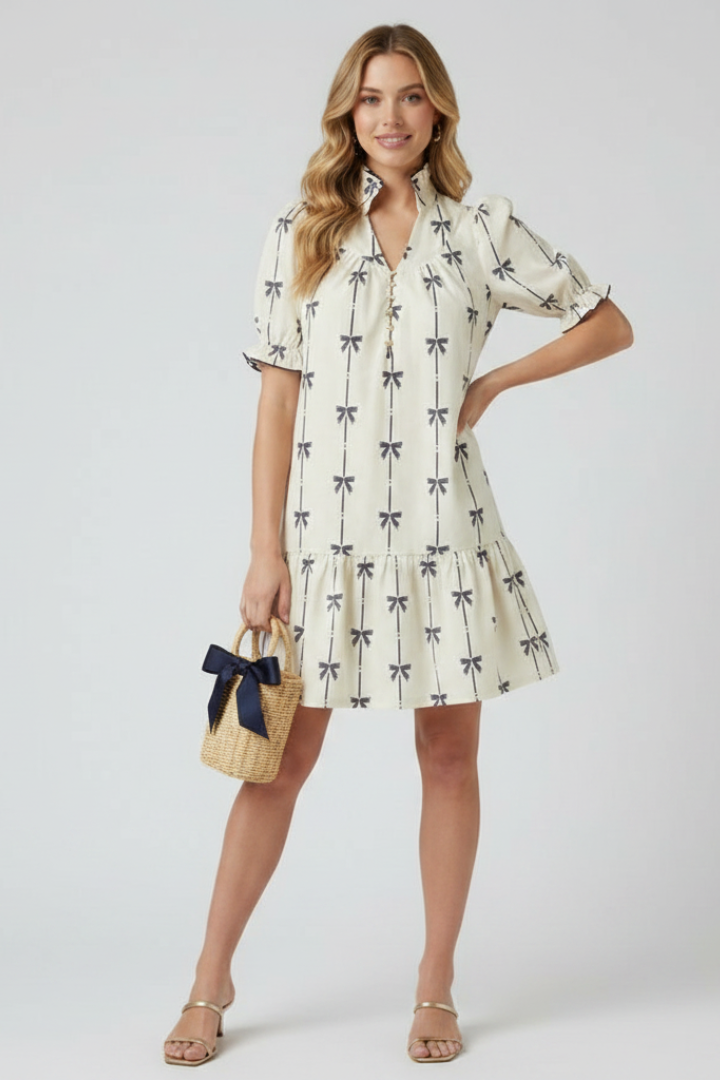Azalea | Mini A-lijn Jurk met Strikprint voor Dames – Zomerse Casual Fit & Flare Dagjurk