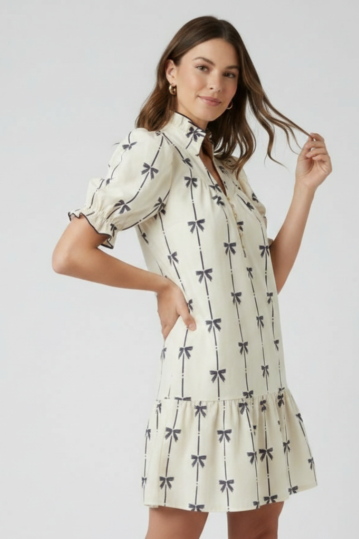 Azalea | Mini A-lijn Jurk met Strikprint voor Dames – Zomerse Casual Fit & Flare Dagjurk