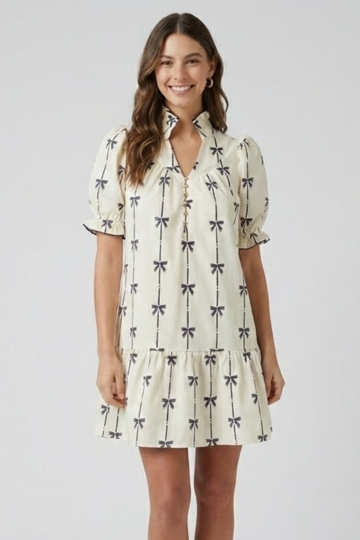 Azalea | Mini A-lijn Jurk met Strikprint voor Dames – Zomerse Casual Fit & Flare Dagjurk