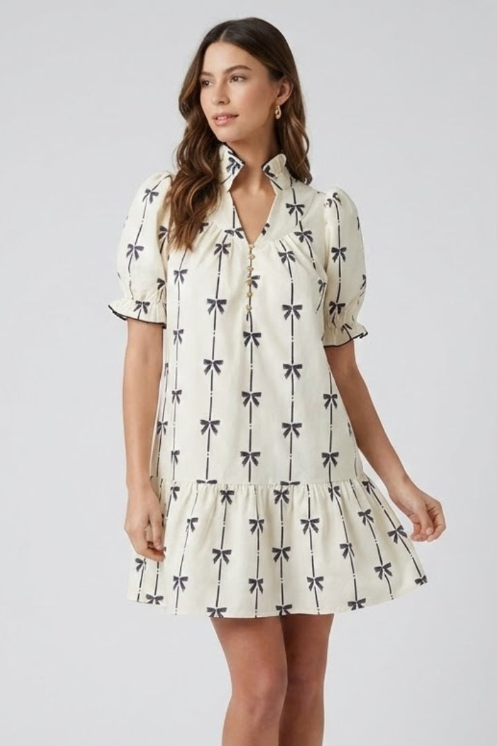 Azalea | Mini A-lijn Jurk met Strikprint voor Dames – Zomerse Casual Fit & Flare Dagjurk