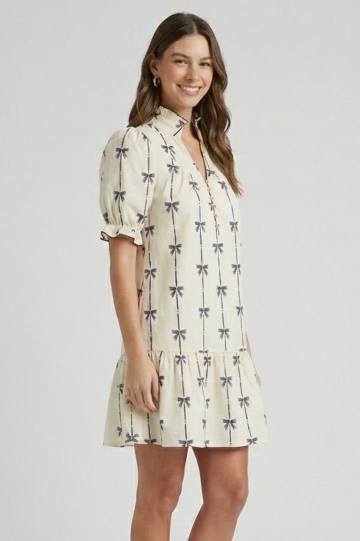 Azalea | Mini A-lijn Jurk met Strikprint voor Dames – Zomerse Casual Fit & Flare Dagjurk